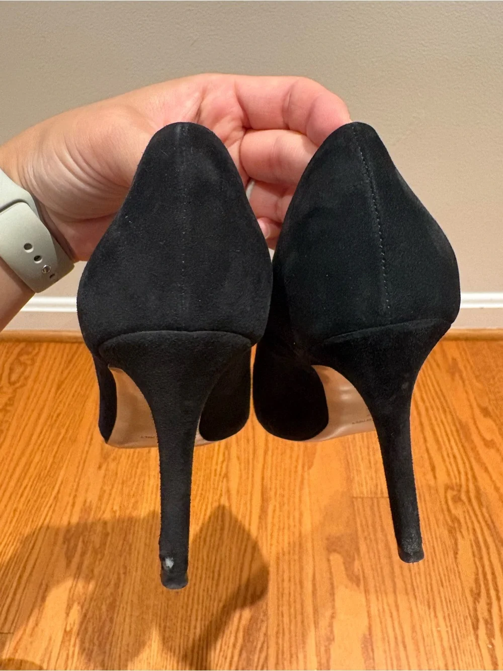 MARION PARKE Black Suede 85 Classic Pointed Toe Pump Women's 39/US 9